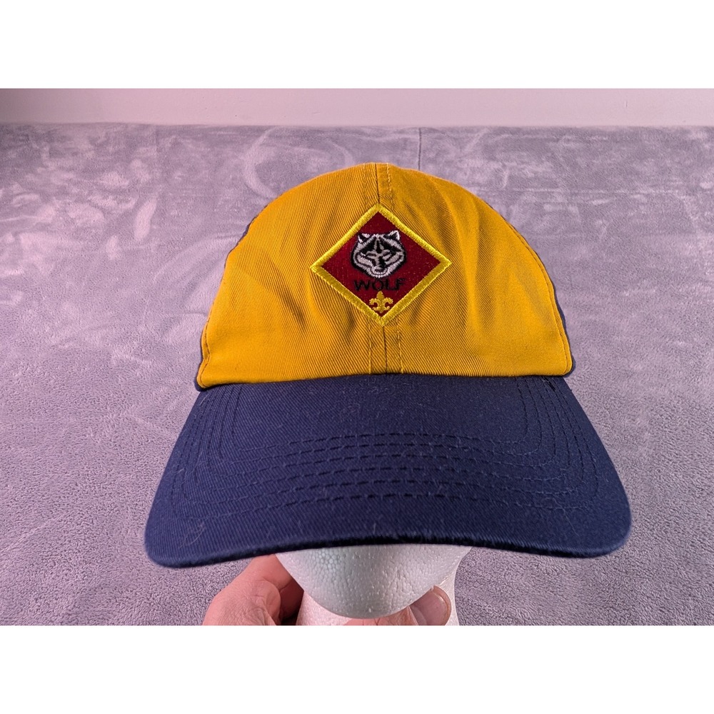 Boy Scouts of America Cub Scouts Wolf Rank Hat Navy Blue Yellow Adjustable Cap